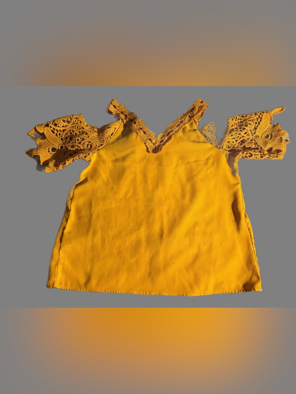 SHEIN Mustard Yellow Crochet-Trim V-Neck Camisole